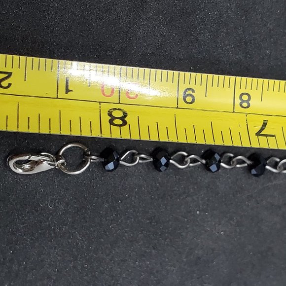 Dark Blue Glass Bead Bracelet Handmade Artisan 8" - Picture 3 of 3